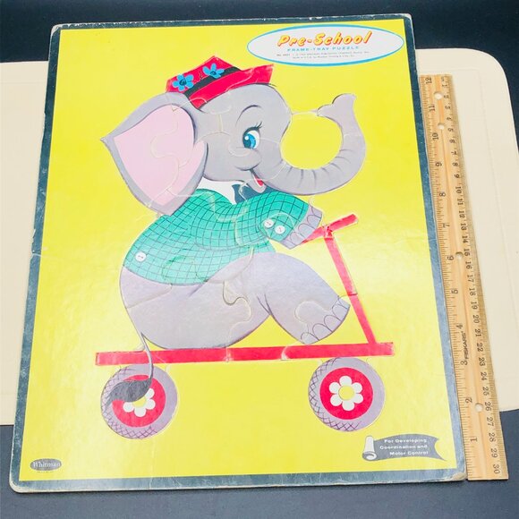 Vintage 60s Whitman Publishing Co. Anthropomorphic Elephant Frame Tray Puzzle - Picture 10 of 10